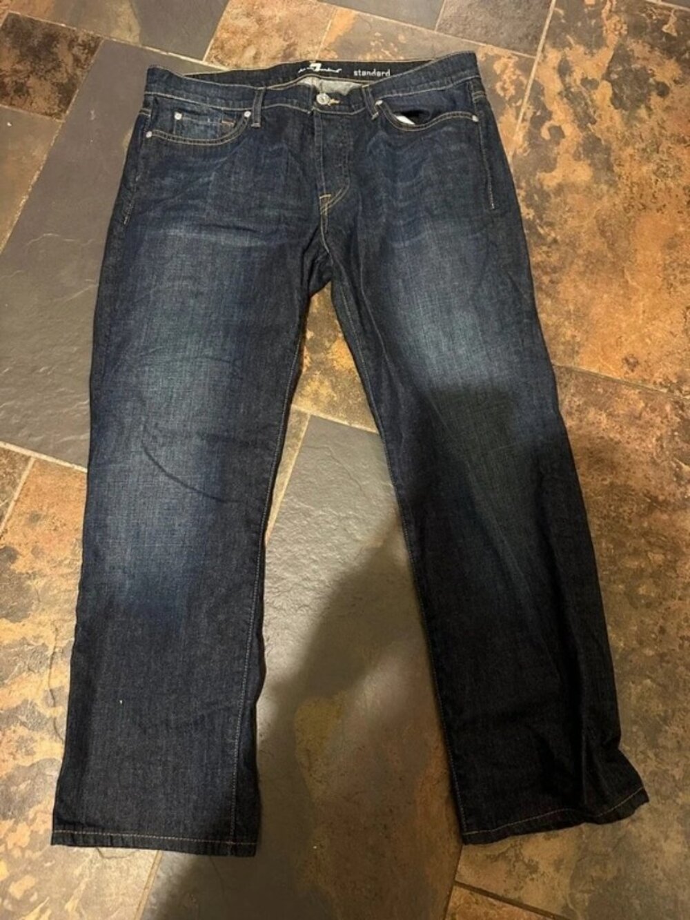 7 For All Mankind Standard Fit Jeans Mens Size 36 Dark Wash Straight Leg Denim
